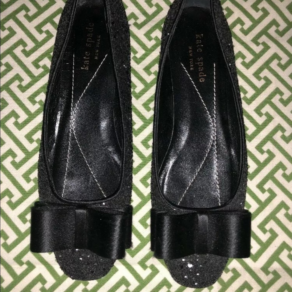 Kate Spade glitter flats with satin bow Sz 6